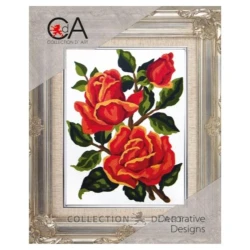 Kit Mezzopunto 3 rose rosse - set completo di ago e fili 3186K By Collection D'Art