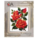Half-stitch kit with 3 red roses - complete set with needle and threads 3186K By Collection D'Art