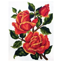 Kit Mezzopunto 3 rose rosse - set completo di ago e fili 3186K By Collection D'Art 2