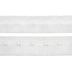 Nastro fettuccia con ganci per corsetteria alta 3cm passo gancetti 2,5cm colore bianco