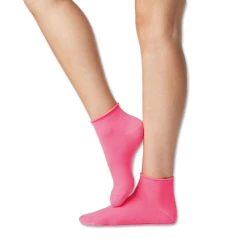 Women's cotton socks in fluorescent colours with raw cut edge