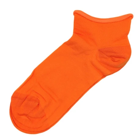 Calzino donna in cotone arancione fluo con bordo taglio al vivo