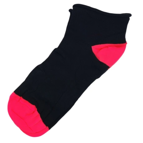 Calzino donna in cotone nero e fluo con bordo taglio al vivo