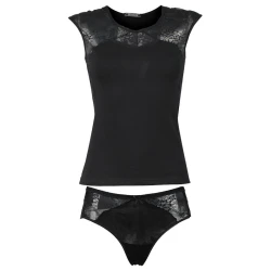 Women's black camisole and briefs set with elegant lace - Intimami 842 2