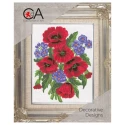 Half-stitch kit with poppies in bloom - complete set with needle and threads 3043K By Collection D'Art