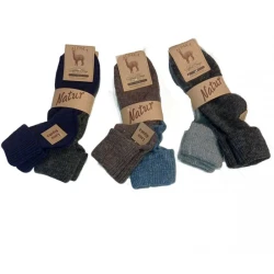 Calzino donna invernale in lana Alpaca con risvolto