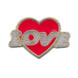 Heart Love red with lurex profiles thermoadhesive patch application