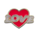 Heart Love red with lurex profiles thermoadhesive patch application