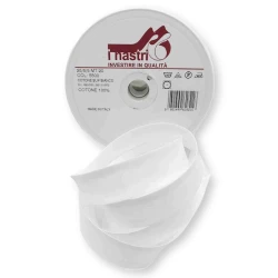Bias tape 25 mm cotton top sleeve - 20 m roll white