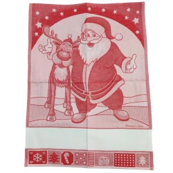 Canovaccio cucina da ricamare in cotone fantasia Babbo Natale e renna - BM Ricami