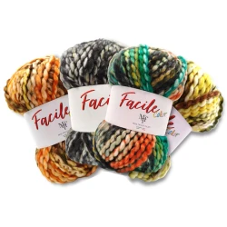Miss Tricot Filati's Facile Color yarn, large 150 g ball of variegated yarn.