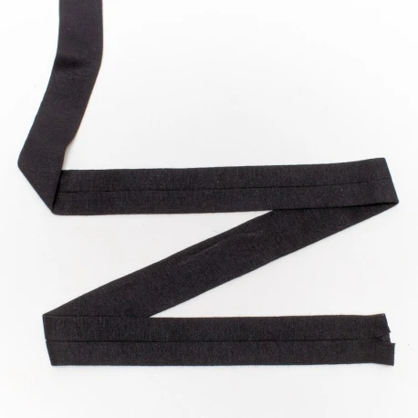 Black elasticated jersey bias 25 mm high - EUGENIA