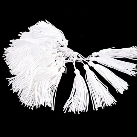 Fiocco trepolina nappina bianca piccola 5cm con asola
