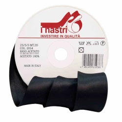 25 mm bias tape in shiny satin black - 20 m roll
