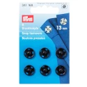 Black metal press studs, 13 mm, for sewing - 34168 Prym