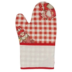 Set Presine e guanto da forno, fantasia gnomi, con inserto in tela Aida da ricamare - BM Ricami 2