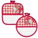 Set Presine e guanto da forno, fantasia gnomi, con inserto in tela Aida da ricamare - BM Ricami