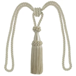 Embrasse classic cone curtain fastener with tassel and braided cord ivory - ICA Carmignani