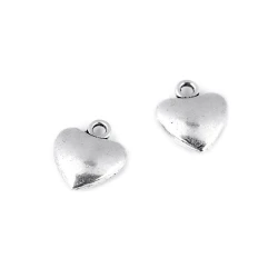 Pendaglio Charm a forma di cuore realizzato in metallo argentato - Benox