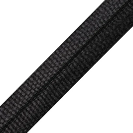 Elastico ripiegabile plissettato nero per bordi satinato ideale per corsetteria
