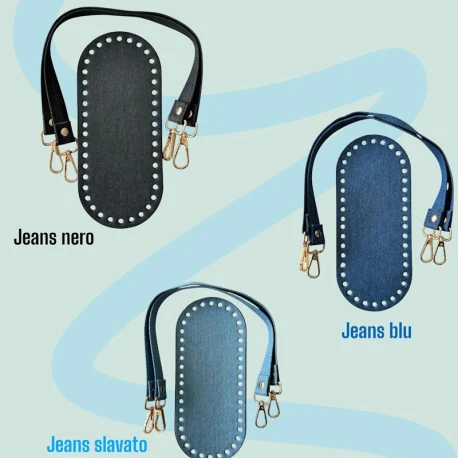 Jeans bag base set 21 x 9 cm with matching pair of handles 45 cm - MA262 Mas