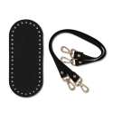 Black denim base set for bag 21 x 9 cm with matching pair of 45 cm handles - MA262 Mas