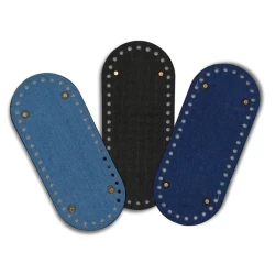Fondi ovali in Jeans Denim 21cm x 9cm con piedini oro per borsa - MA265 Mas