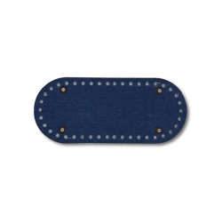 Oval denim jeans bases, 21 cm x 9 cm, with gold feet for bags - MA265 Mas 2
