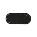 Oval black denim jeans bases, 21 cm x 9 cm, with silver feet for bags - MA265S Mas