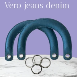 Semi-circular bag handles in denim jeans complete with silver rings for assembly - MA263S Mas
