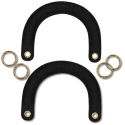 Handles for semi-circular bag in black denim jeans complete with gold rings for assembly - MA263Mas