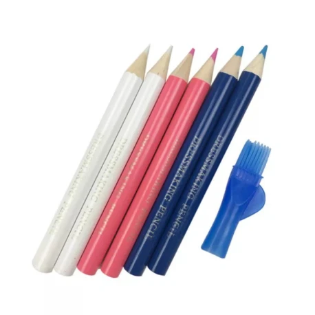 Set of 6 assorted chalk marking pencils, sharpener and brush - M599 Stéphanoise Médiac