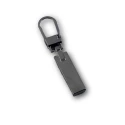 Rectangular flat zip puller with openable hook attachment
