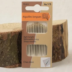 Assorted long needles with gold eye for hand sewing 1-5 - M300U15 Mediac