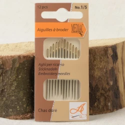 Aghi per ricamo e cucito con cruna oro grande 1-5 assortiti - M302U15 Mediac