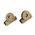Bronze-coloured retractable magnetic closure to be applied to bag edges