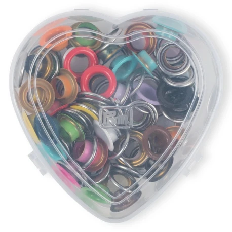 11mm coloured decorative eyelets with washers, 55 assorted pieces - 542621 Prym