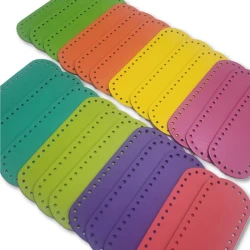 Fondi ovali in eco pelle per borsa in vibranti colori estivi - 24cm x 8cm - Mas