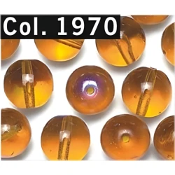 Gutermann 6mm iridescent rainbow glass beads in Honey colour 1970