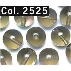Gutermann 6mm iridescent rainbow glass beads in Olive Green 2525