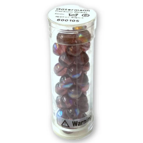 Gutermann 6mm iridescent rainbow glass beads in Mora 5566 colour