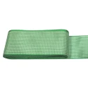 Nastro scozzese in viscosa lucida a quadretti verdi e bianchi larghezza 40mm