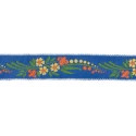 Passamaneria nastro gallone Tirolese ricamo fiori bluette 25mm - Petri e Grossi