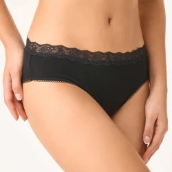 Women's organic cotton briefs with elegant lace trim 2