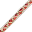 Trimming tape with geometric embroidery and 1.5 cm high lurex thread
