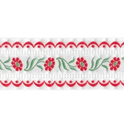 Nastro passamaneria in cotone con ricamo floreale stile country alto 50mm