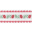 Cotton trimmings ribbon with country-style floral embroidery 50 mm high