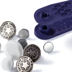 Bottoni per Jeans 17 mm ARGENTO ANTICO disegno American star - 622210 Prym