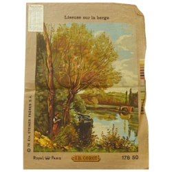 Tela quadro da ricamare Royal Paris “Liseuse sur la Berge” di Jean Baptiste Camille Corot
