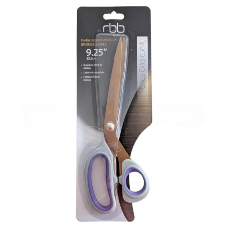 Large multi-purpose scissors with bronze-effect titanium blades (23.5 cm) and non-slip handle - 550TB-9.25 RBB By Gimap